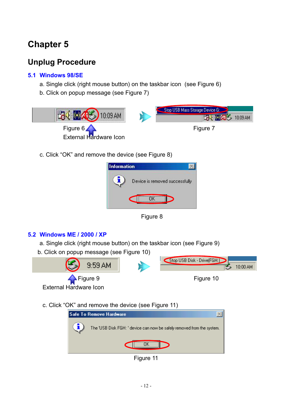 Unplug procedure, Chapter 5 | Rosewill RX20-U2 User Manual | Page 12 / 18