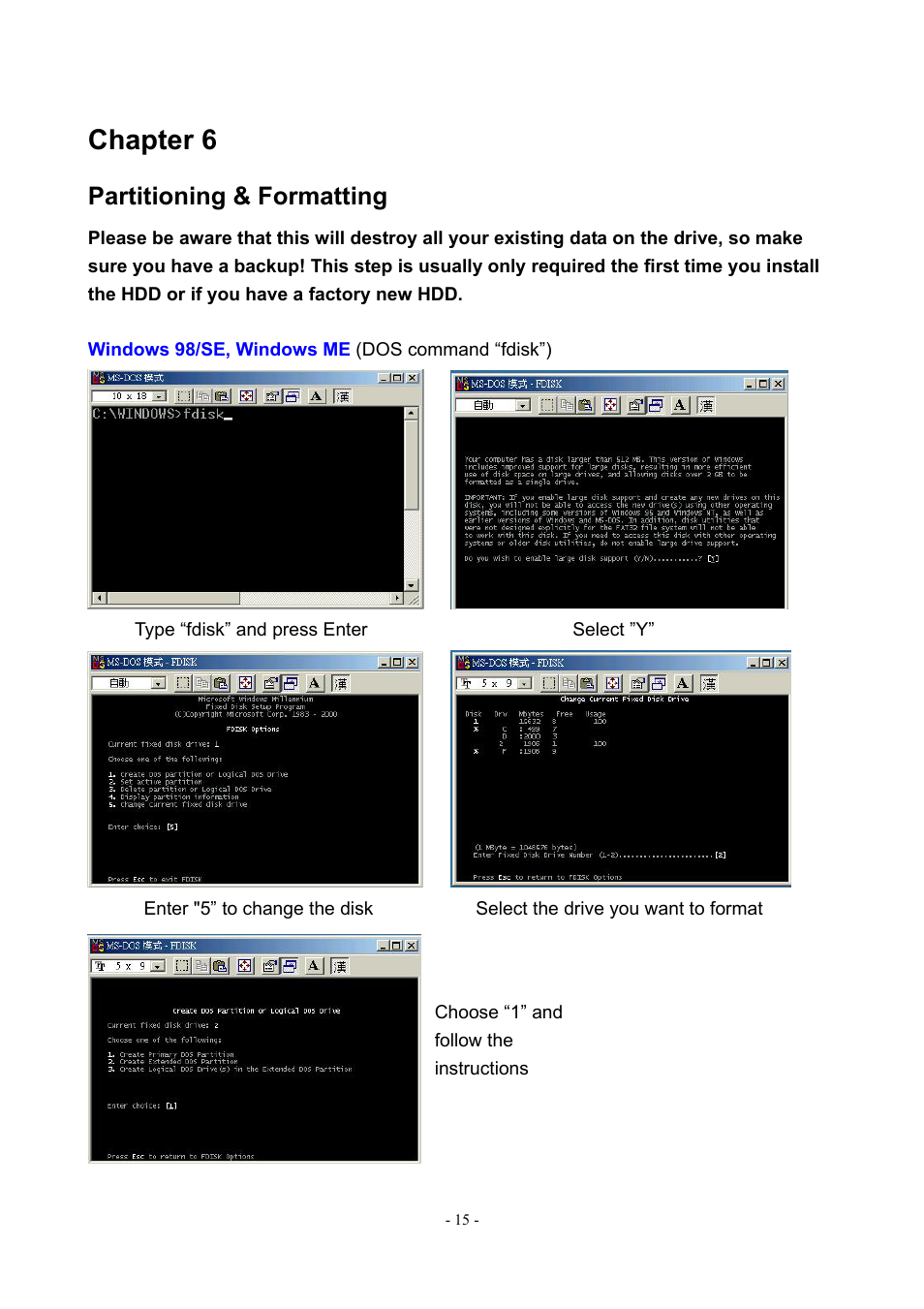 Partitioning & formatting, Chapter 6 | Rosewill RX20-U2 User Manual | Page 15 / 18