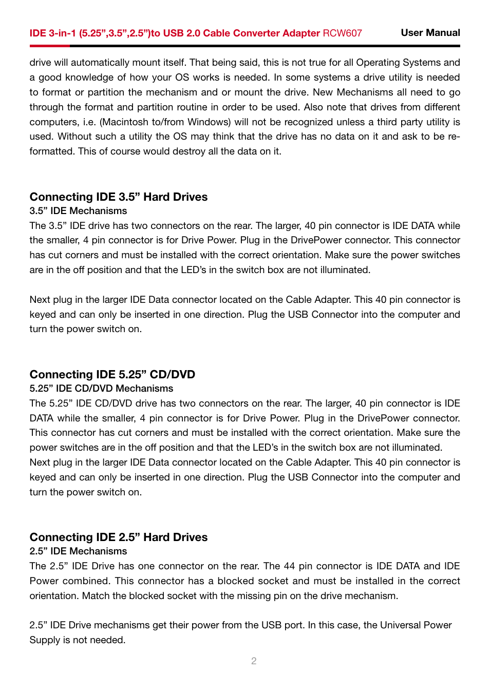 Rosewill IDE 3-in-1 User Manual | Page 3 / 10