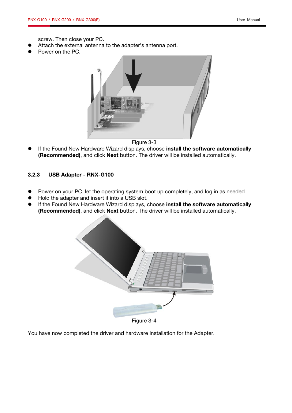 3 usb adapter - rnx-g100 | Rosewill RNX-G200 User Manual | Page 8 / 20