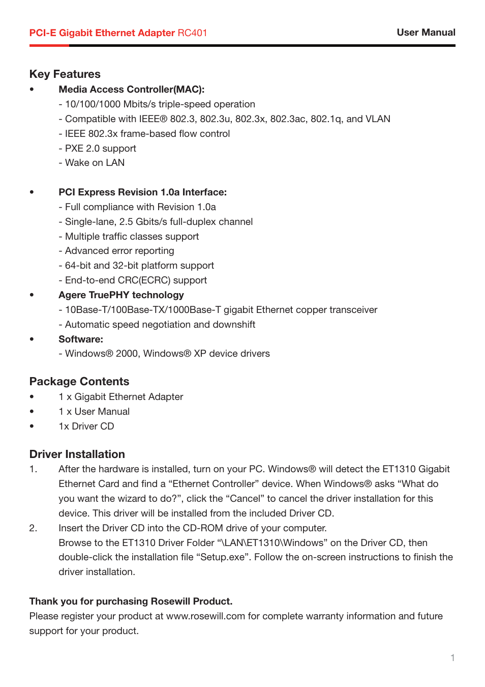Rosewill RC-401 User Manual | Page 2 / 2