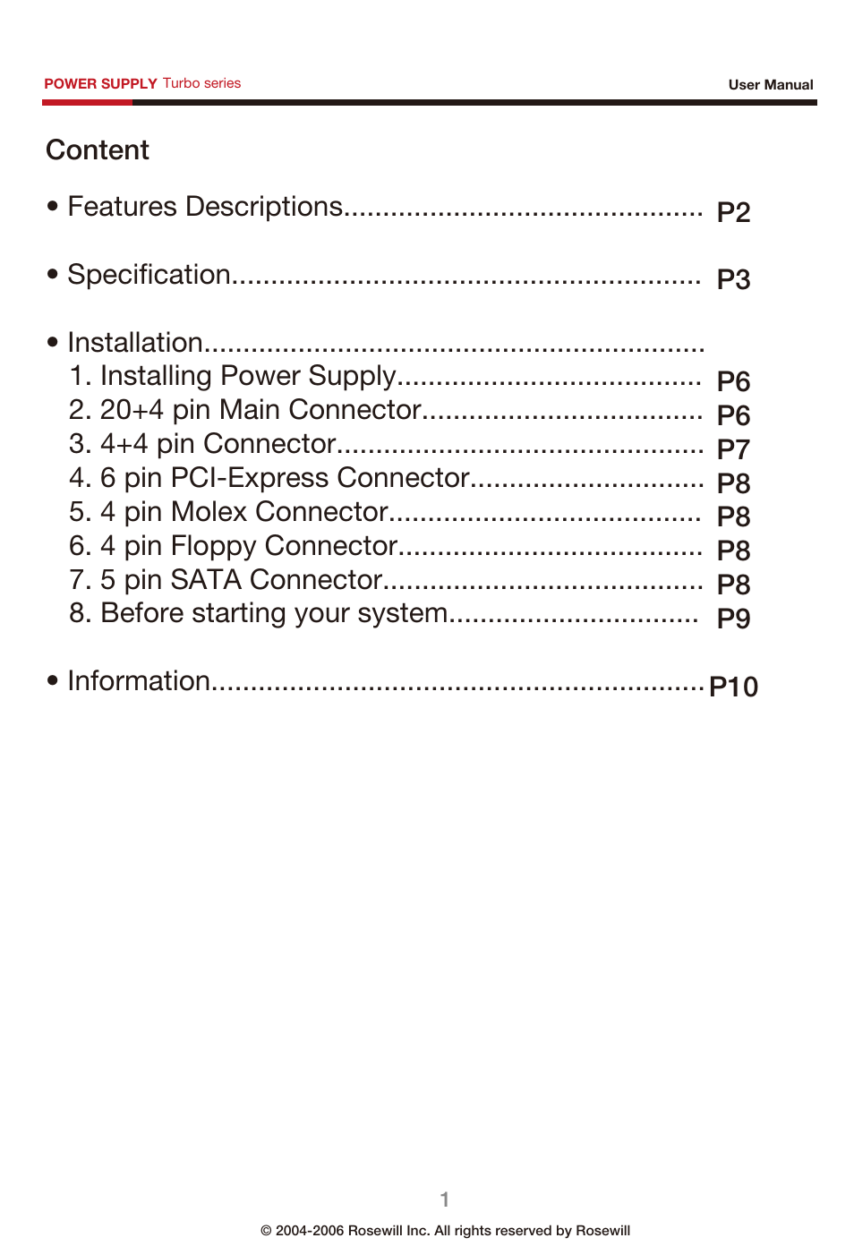 Rosewill Power Supply User Manual | Page 2 / 12