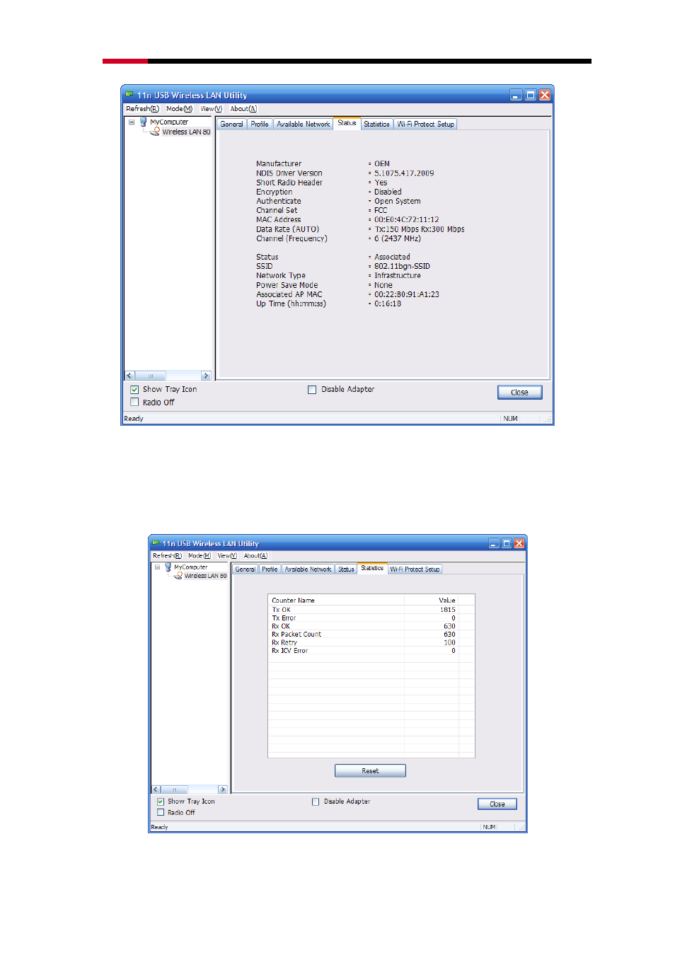 5 statistics, Statistics | Rosewill WIRELESS N ADAPTER RNX-N150UBE User Manual | Page 21 / 26