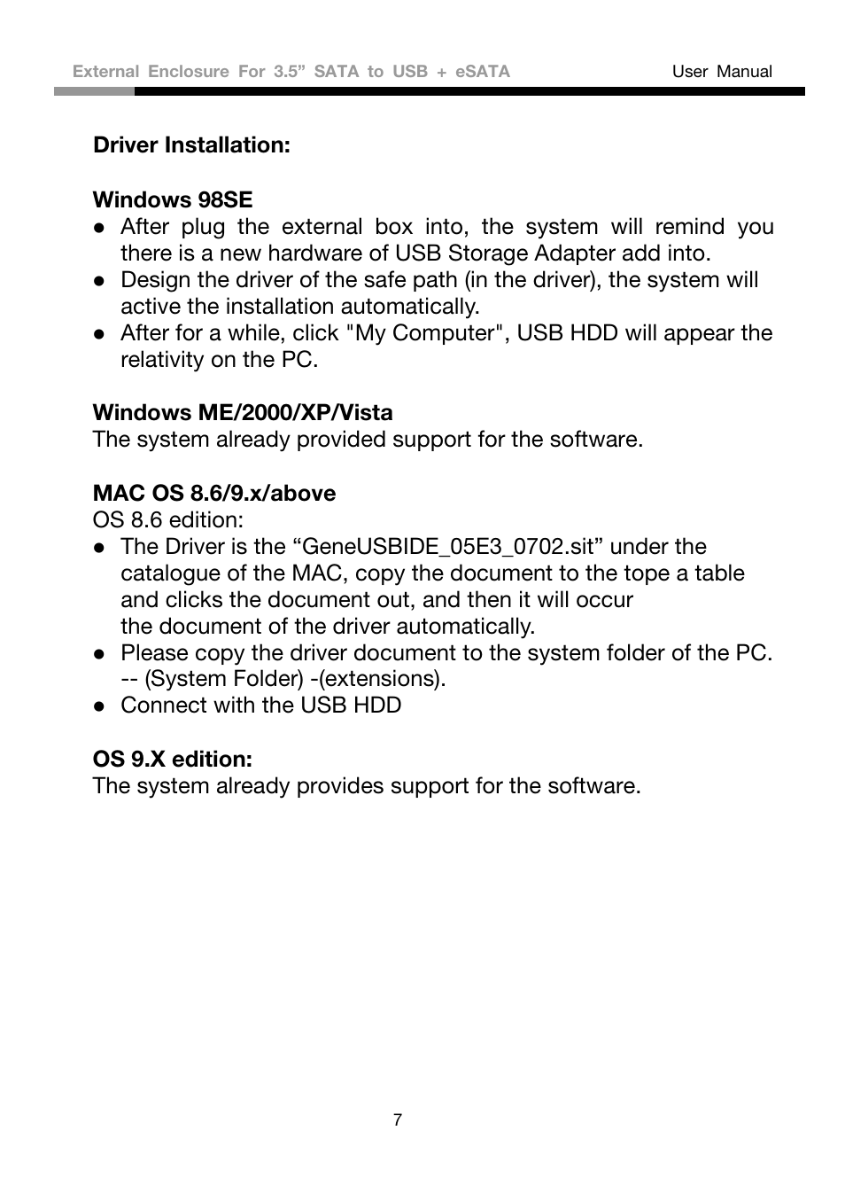 Windows 98se, Windows me/2000/xp/vista | Rosewill RX81US-HT35B-BLK User Manual | Page 8 / 11