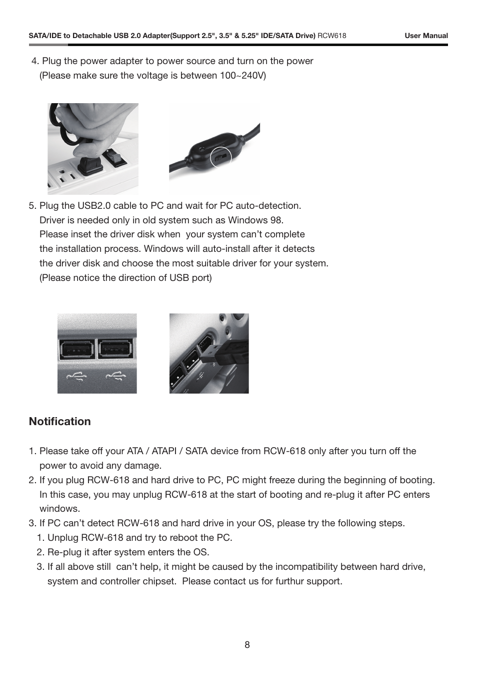 Notification | Rosewill RCW618 User Manual | Page 9 / 11