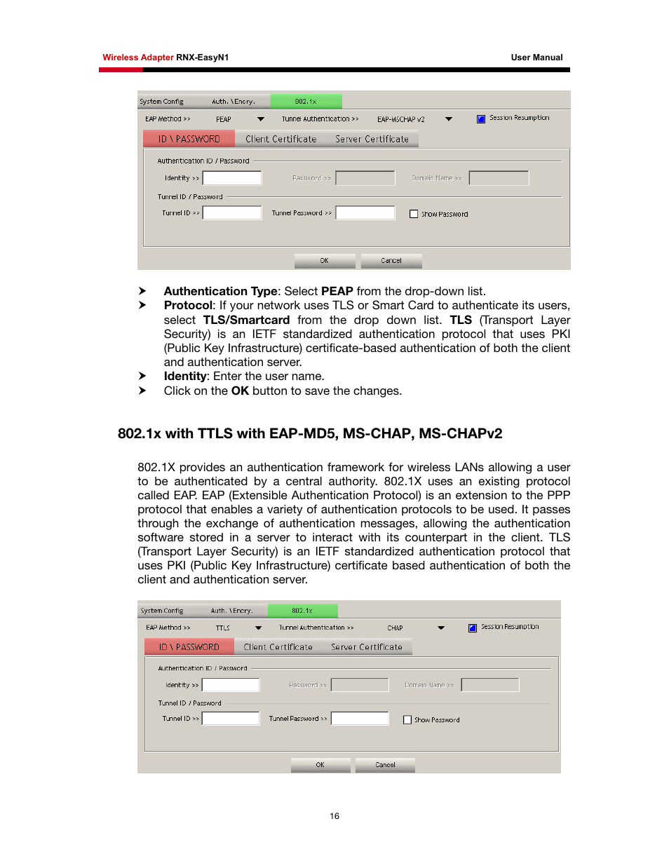 1x with ttls with eap-md5, ms-chap, ms-chapv2 | Rosewill RNX-EasyN1 User Manual | Page 17 / 57