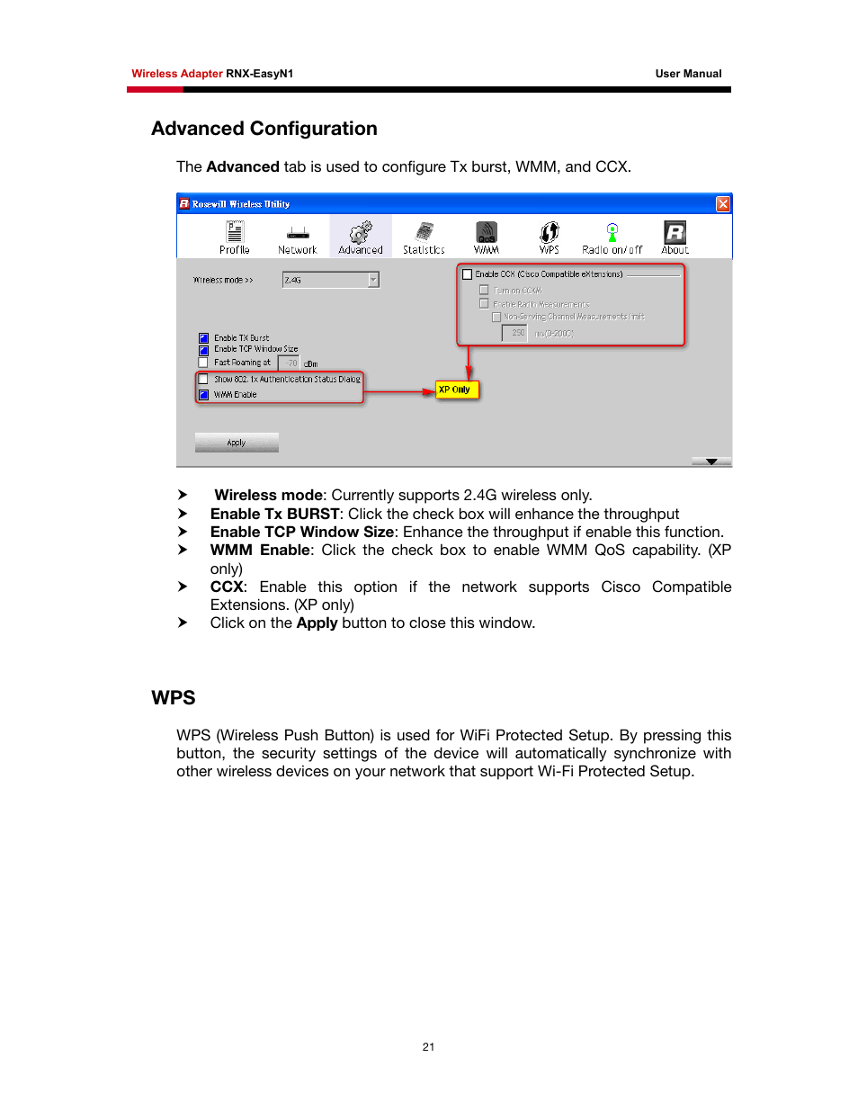 Dvanced, Onfiguration, Advanced configuration | Rosewill RNX-EasyN1 User Manual | Page 22 / 57