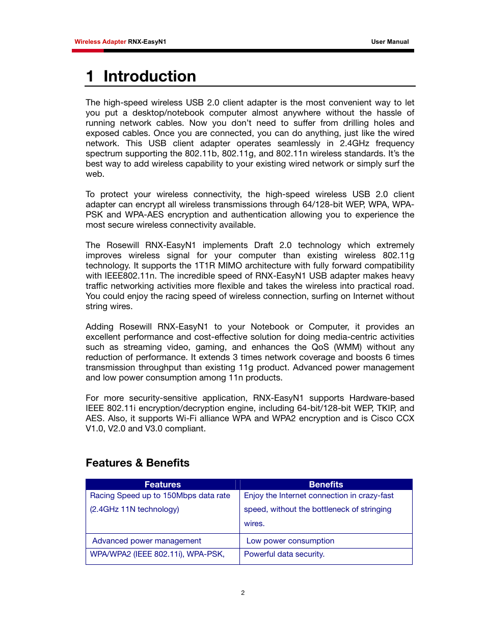 Introduction, Eatures, Enefits | 1introduction, Features & benefits | Rosewill RNX-EasyN1 User Manual | Page 3 / 57