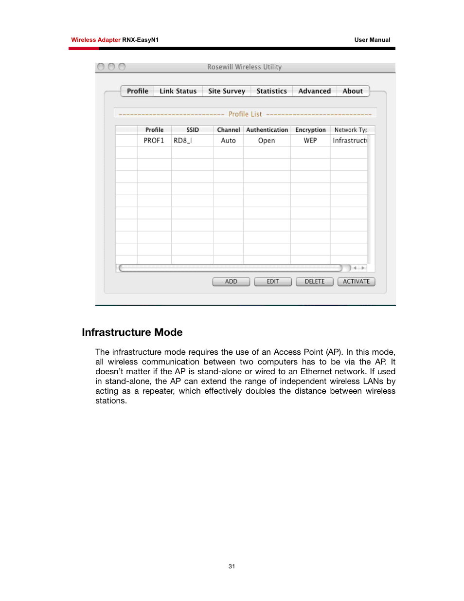 Nfrastructure, Infrastructure mode | Rosewill RNX-EasyN1 User Manual | Page 32 / 57