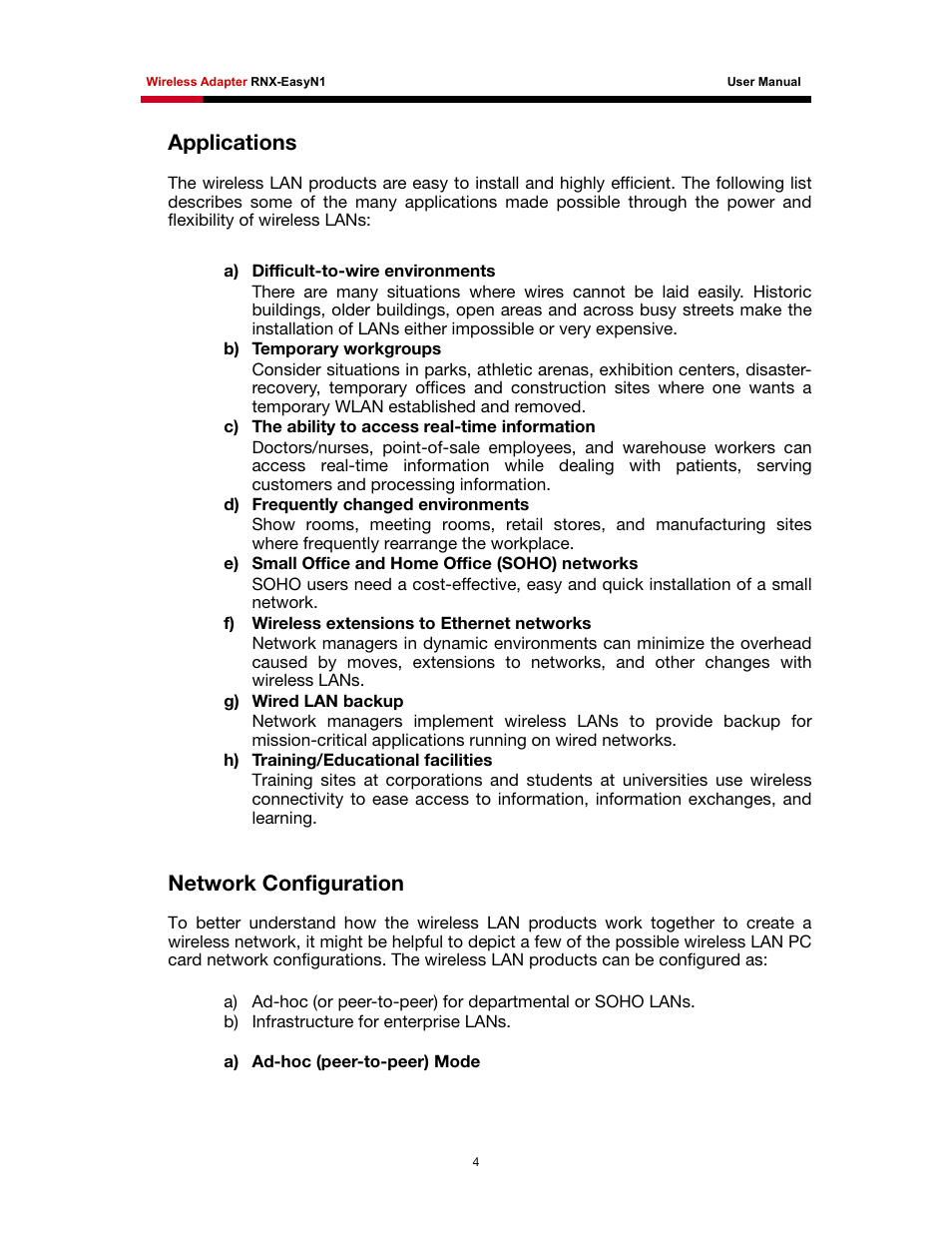 Pplications, Etwork, Onfiguration | Applications, Network configuration | Rosewill RNX-EasyN1 User Manual | Page 5 / 57