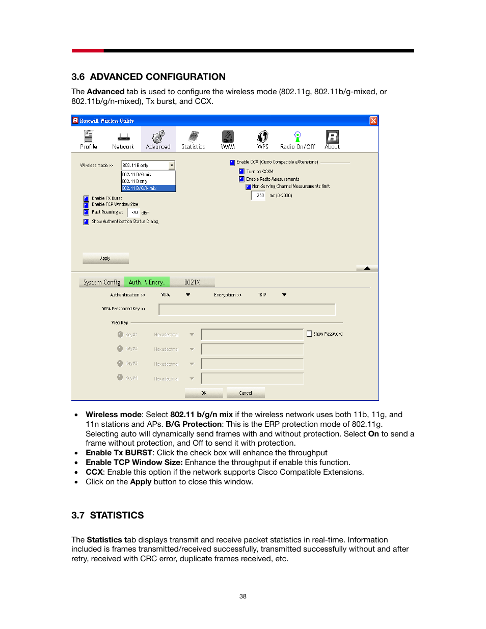 Dvanced, Onfiguration, Tatistics | Rosewill RNX-N2X User Manual | Page 38 / 71