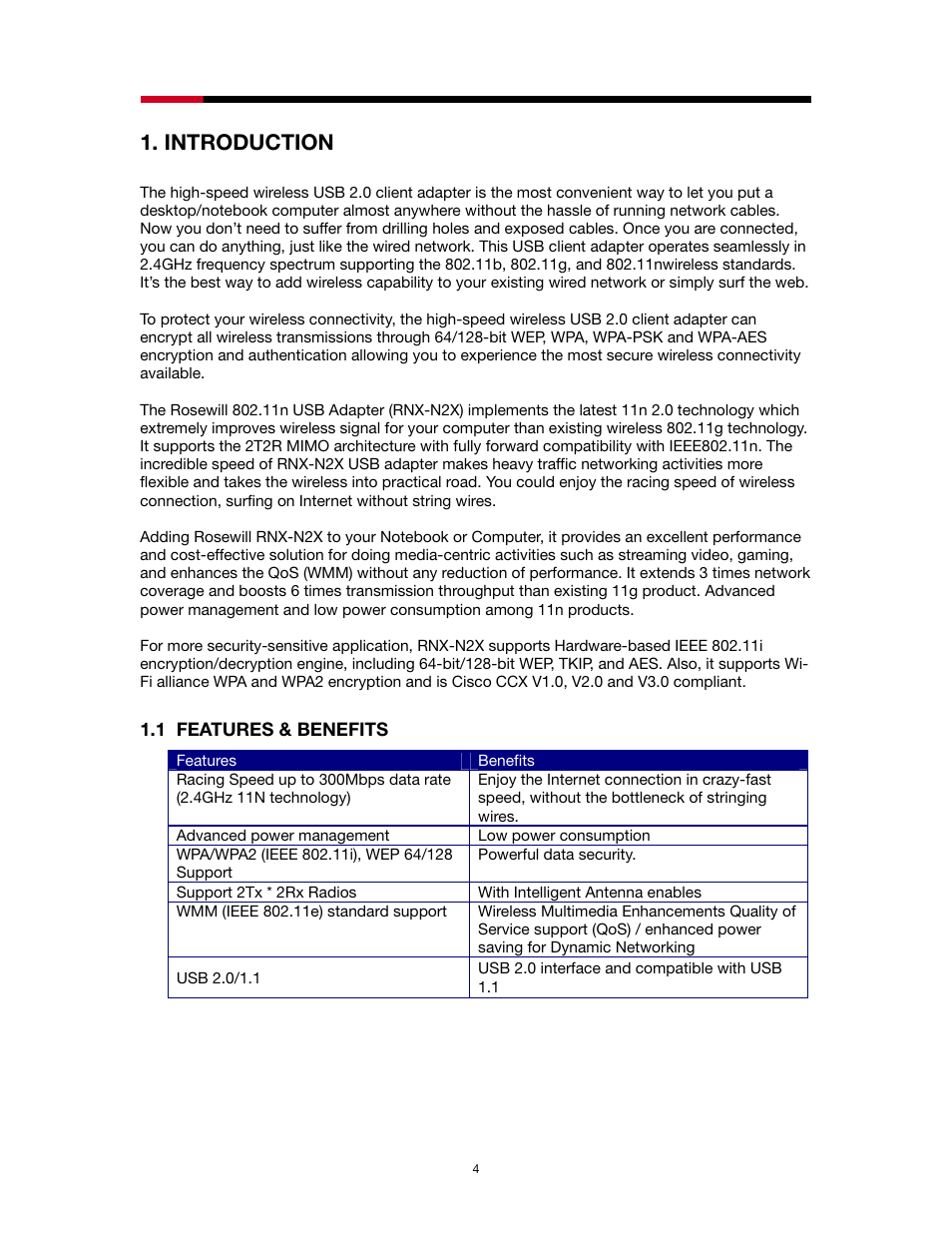 Introduction, Eatures, Enefits | Rosewill RNX-N2X User Manual | Page 4 / 71