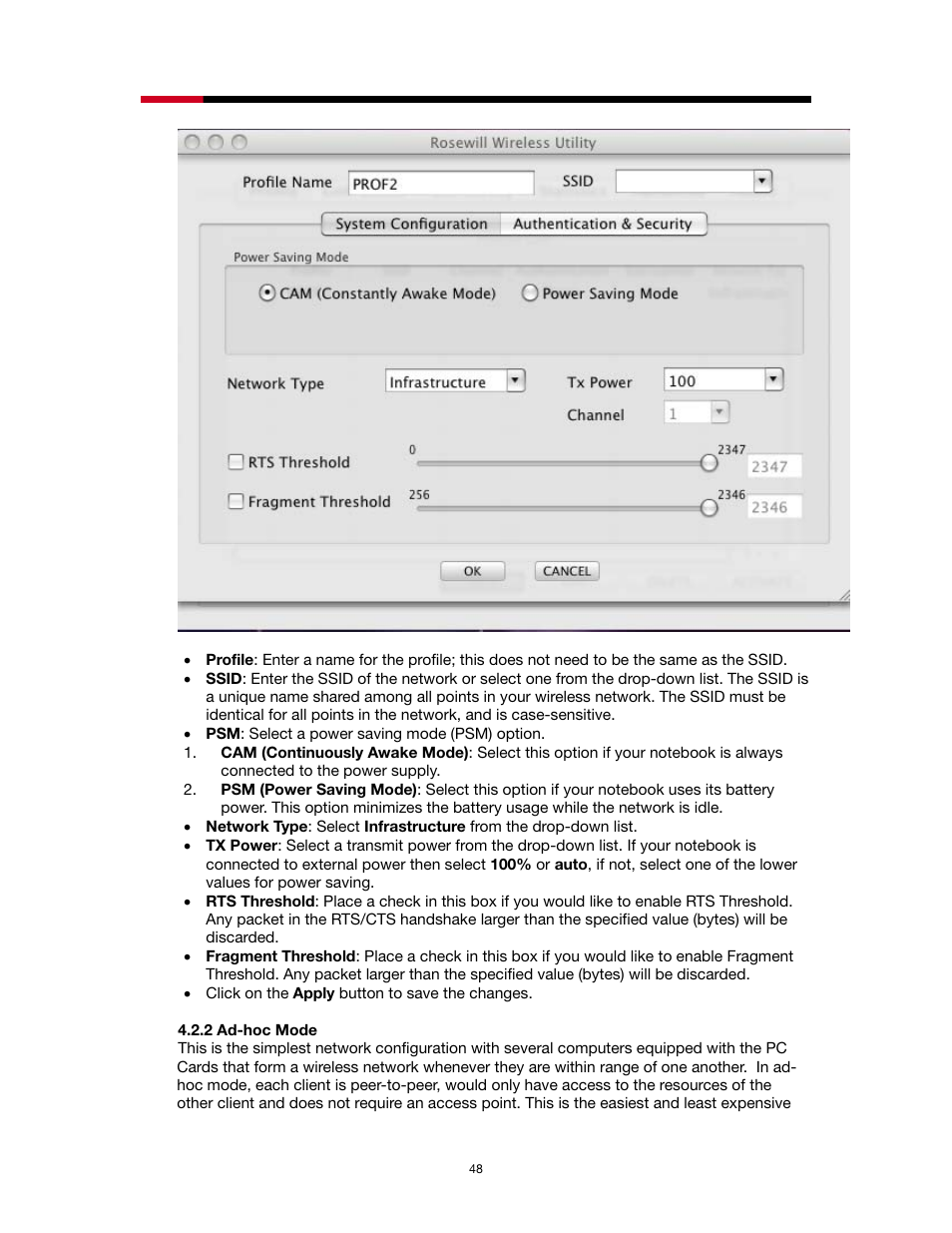 2 ad-hoc mode | Rosewill RNX-N2X User Manual | Page 48 / 71