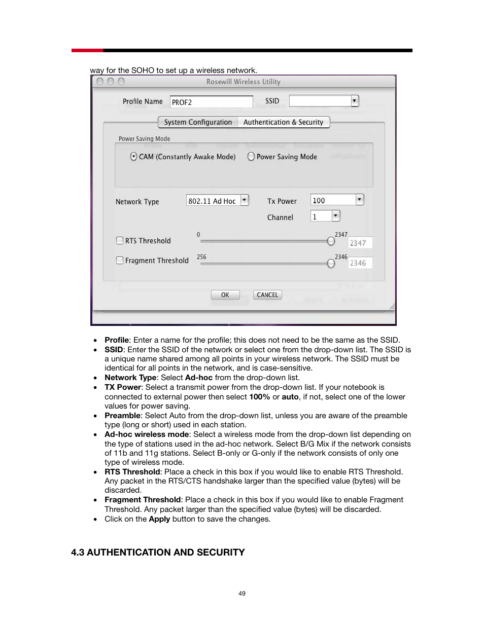 Uthentication and, Ecurity | Rosewill RNX-N2X User Manual | Page 49 / 71