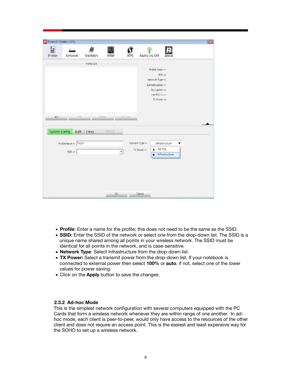 2 ad-hoc mode | Rosewill RNX-N2X User Manual | Page 9 / 71