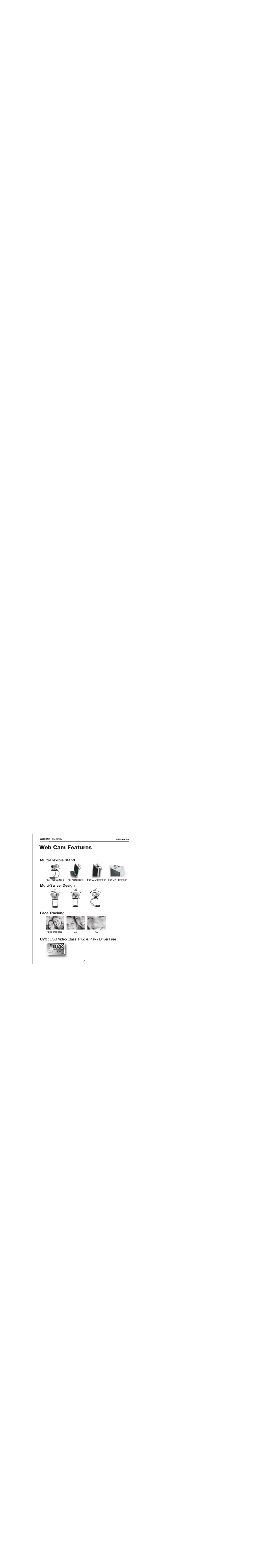 Web cam specifications using the web cam, Web cam features, Settinig the software | Setting the software, Install the software, Install the hardware, Web cam rcm-3201v, How to use amcap tool | Rosewill RCM-3201V User Manual | Page 6 / 19