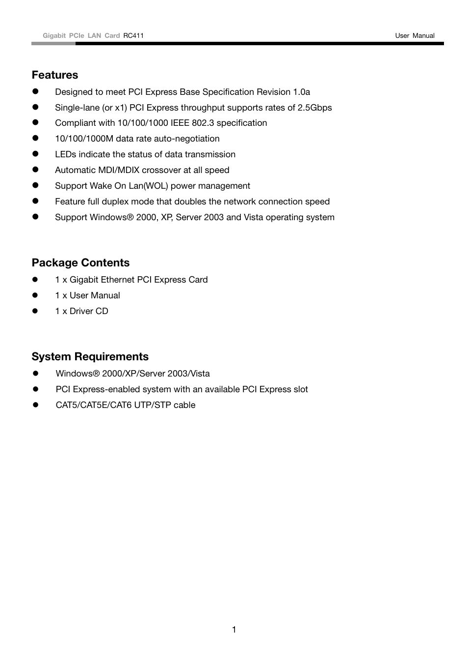 Rosewill GIGABIT RC411 User Manual | Page 2 / 6