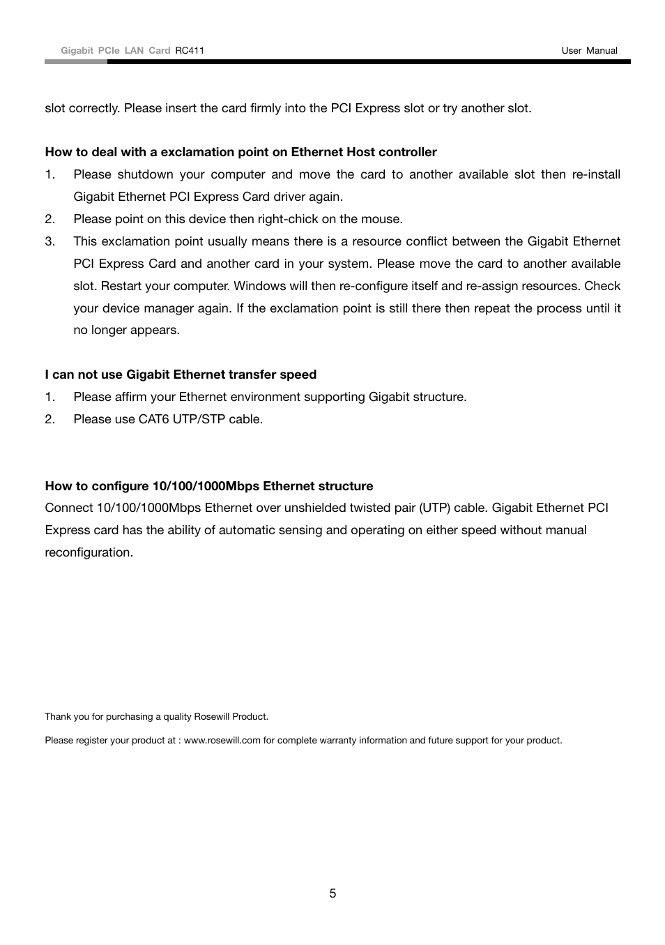 Rosewill GIGABIT RC411 User Manual | Page 6 / 6