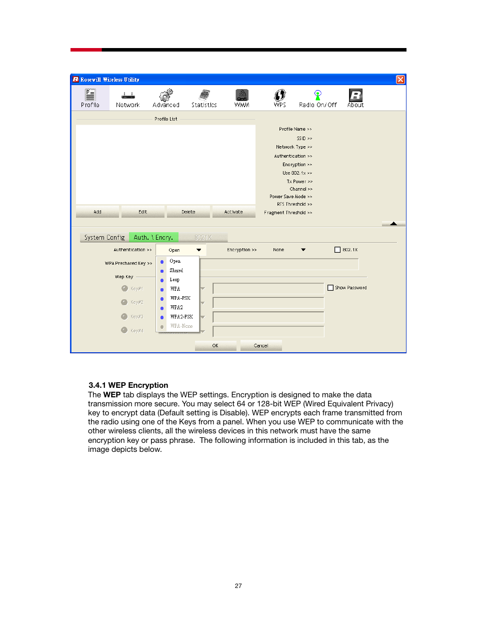 1 wep encryption | Rosewill RNX-N1/N1MAC User Manual | Page 27 / 71