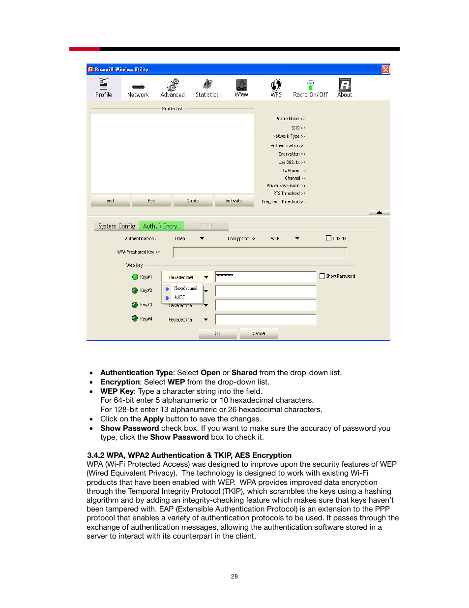 2 wpa, wpa2 authentication & tkip, aes encryption | Rosewill RNX-N1/N1MAC User Manual | Page 28 / 71
