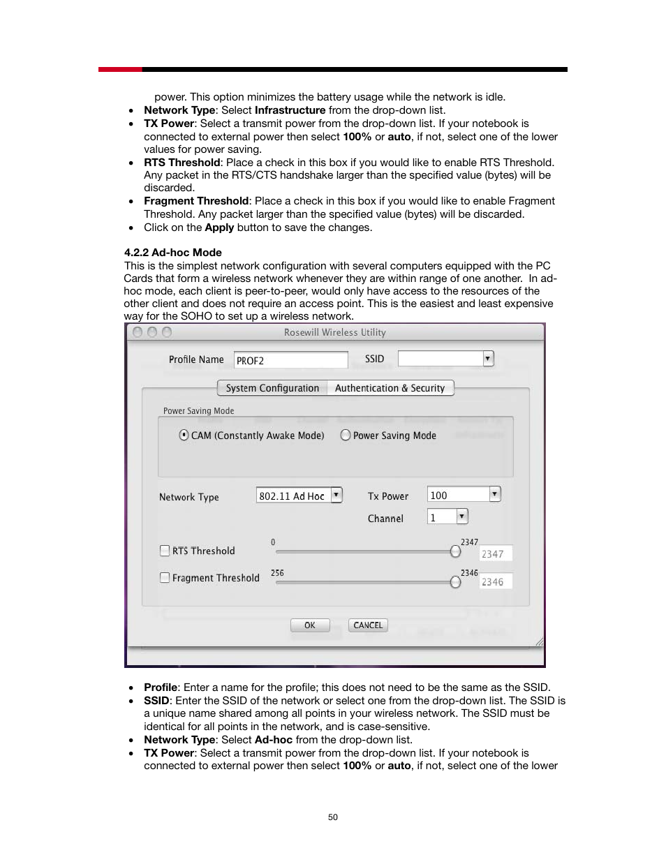 2 ad-hoc mode | Rosewill RNX-N1/N1MAC User Manual | Page 50 / 71