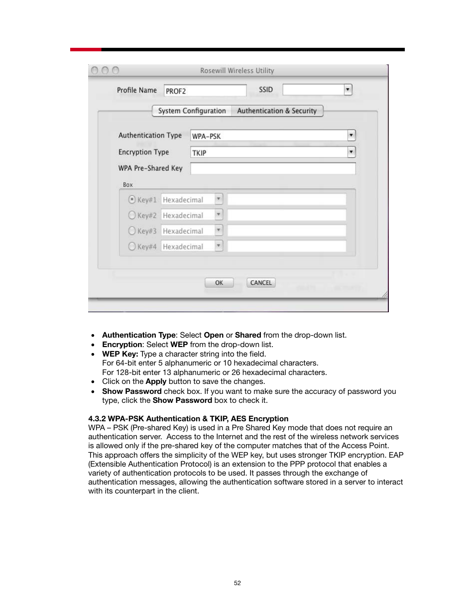 2 wpa-psk authentication & tkip, aes encryption | Rosewill RNX-N1/N1MAC User Manual | Page 52 / 71