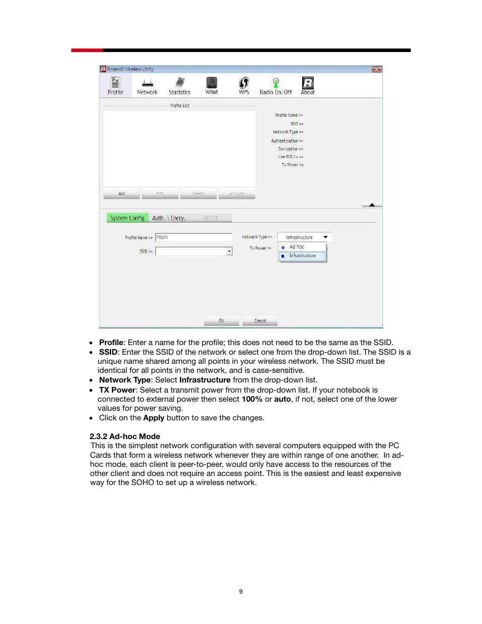 2 ad-hoc mode | Rosewill RNX-N1/N1MAC User Manual | Page 9 / 71