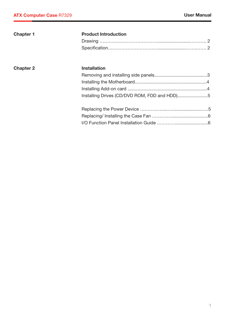 Rosewill ATX Computer Case R7329 User Manual | Page 2 / 8