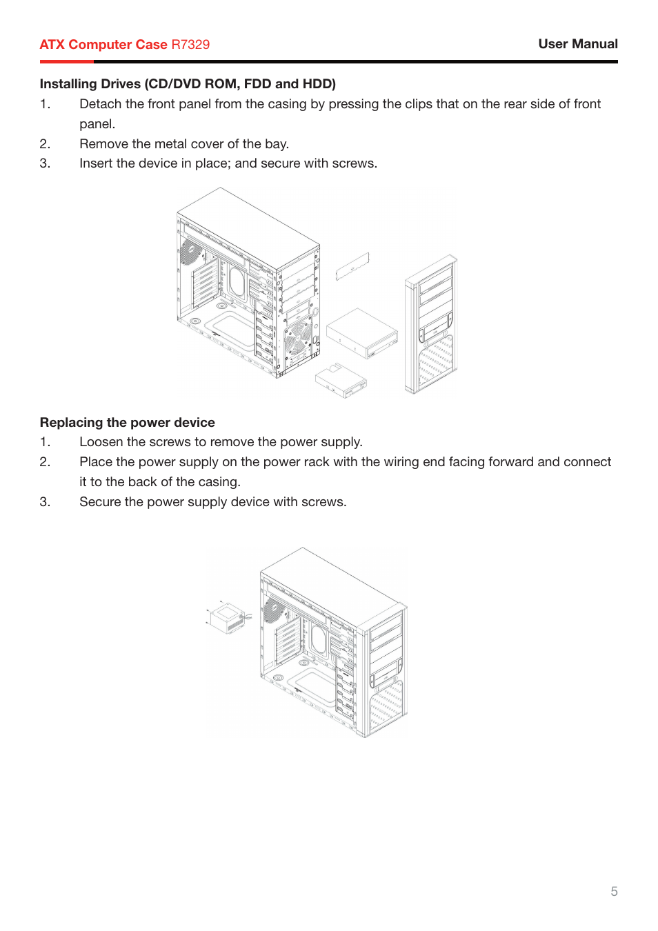 Rosewill ATX Computer Case R7329 User Manual | Page 6 / 8