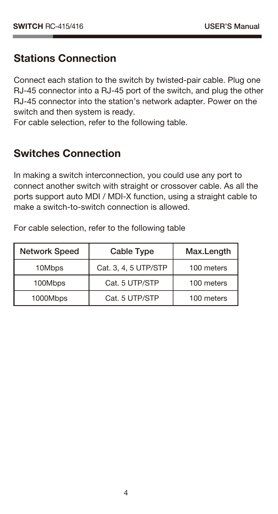 Usermanual-rc415-rc416-p4, Stations connection, Switches connection | Rosewill RC-415 User Manual | Page 5 / 6