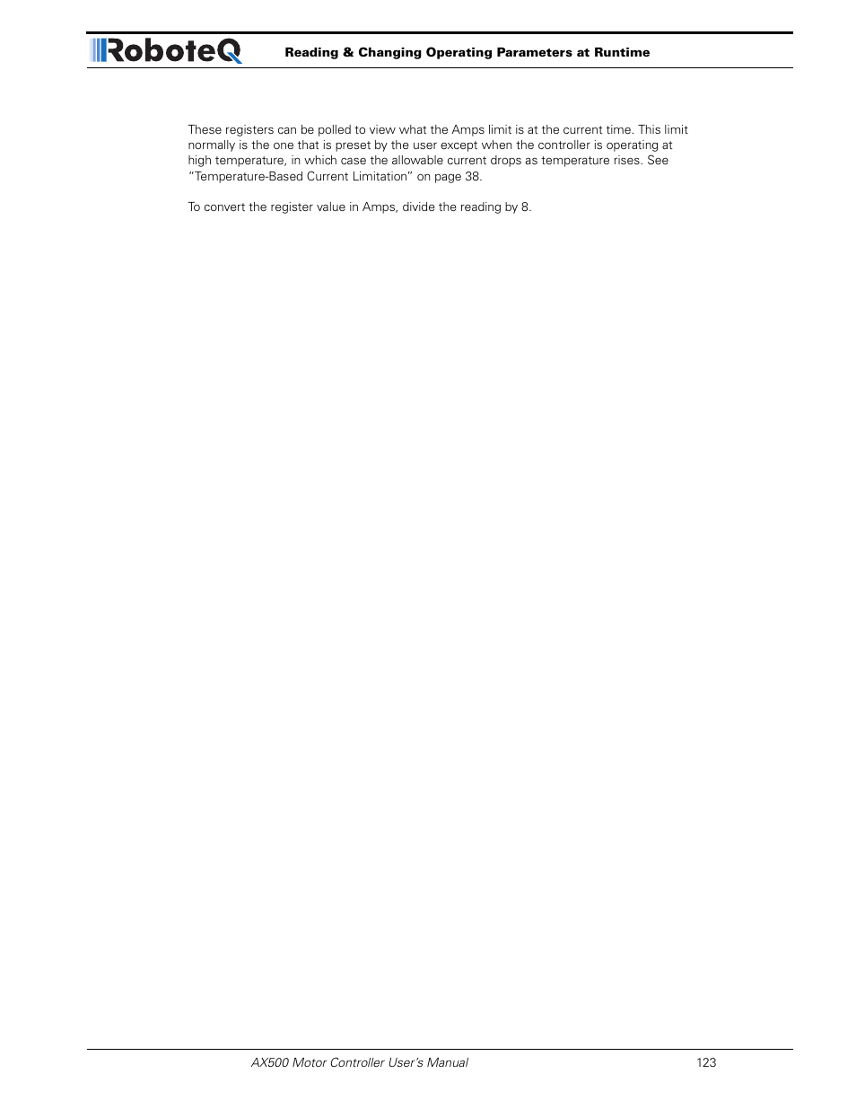 RoboteQ Dual Channel Digital Motor Controller AX500 User Manual | Page 123 / 154