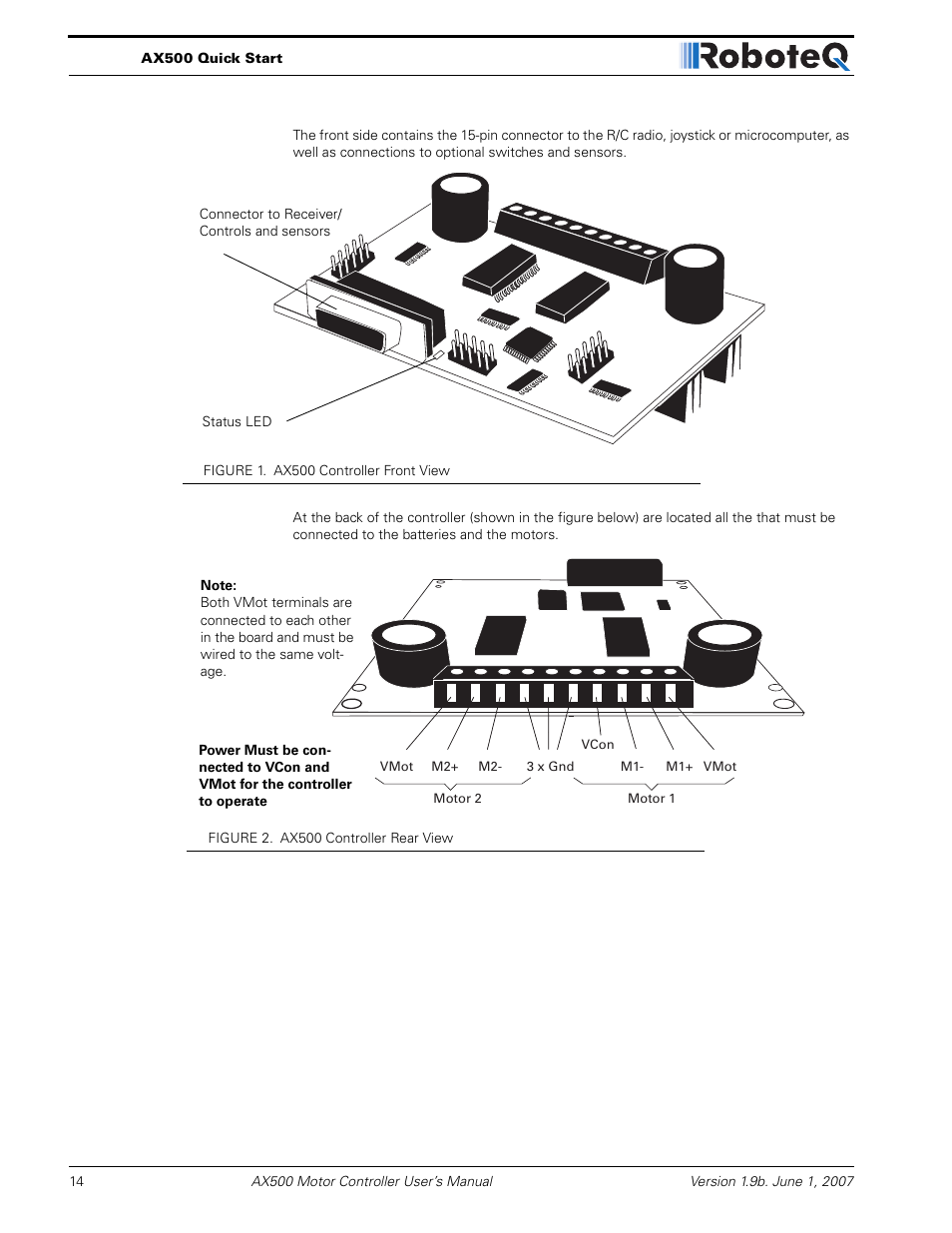 RoboteQ Dual Channel Digital Motor Controller AX500 User Manual | Page 14 / 154