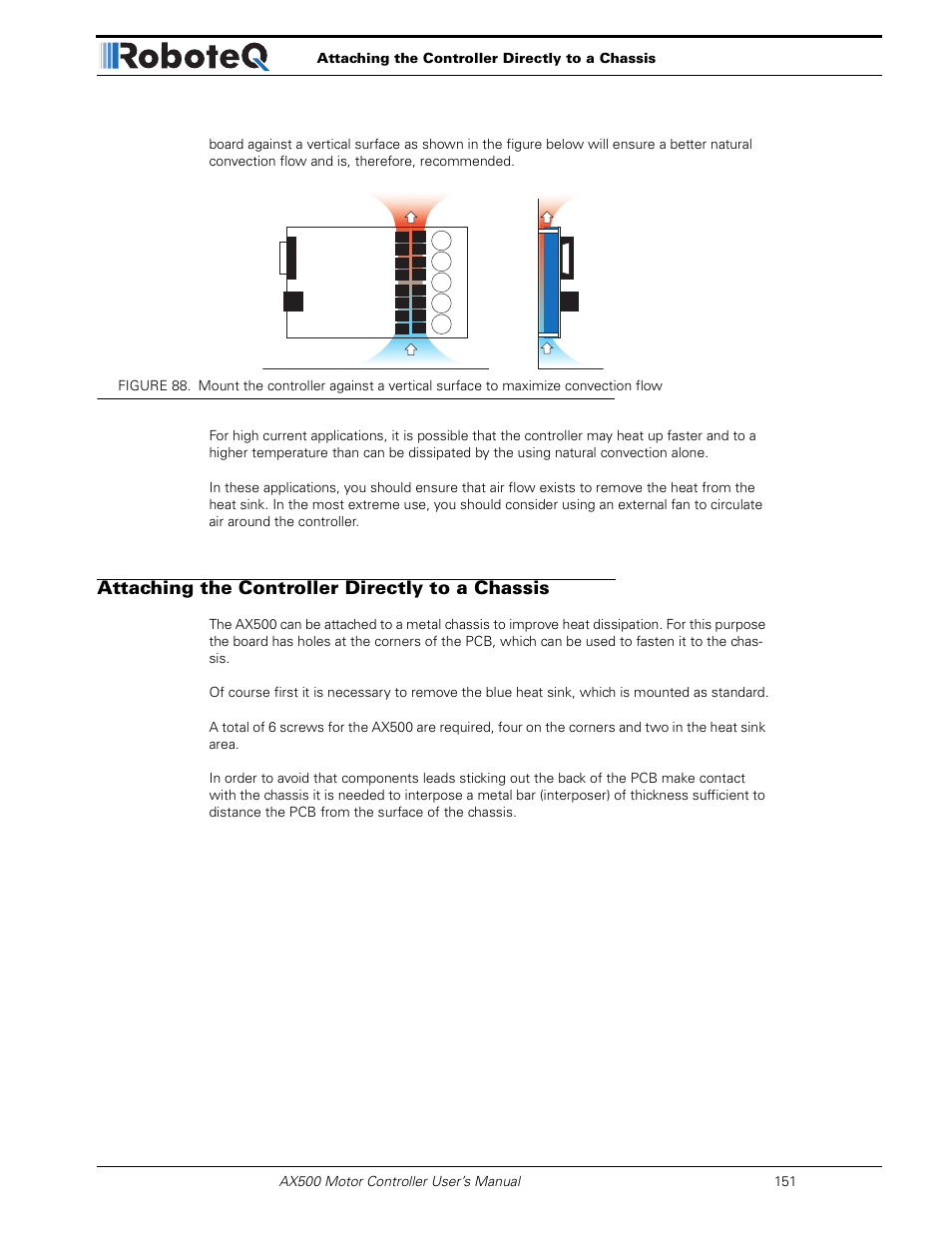 Attaching the controller directly to a chassis | RoboteQ Dual Channel Digital Motor Controller AX500 User Manual | Page 151 / 154