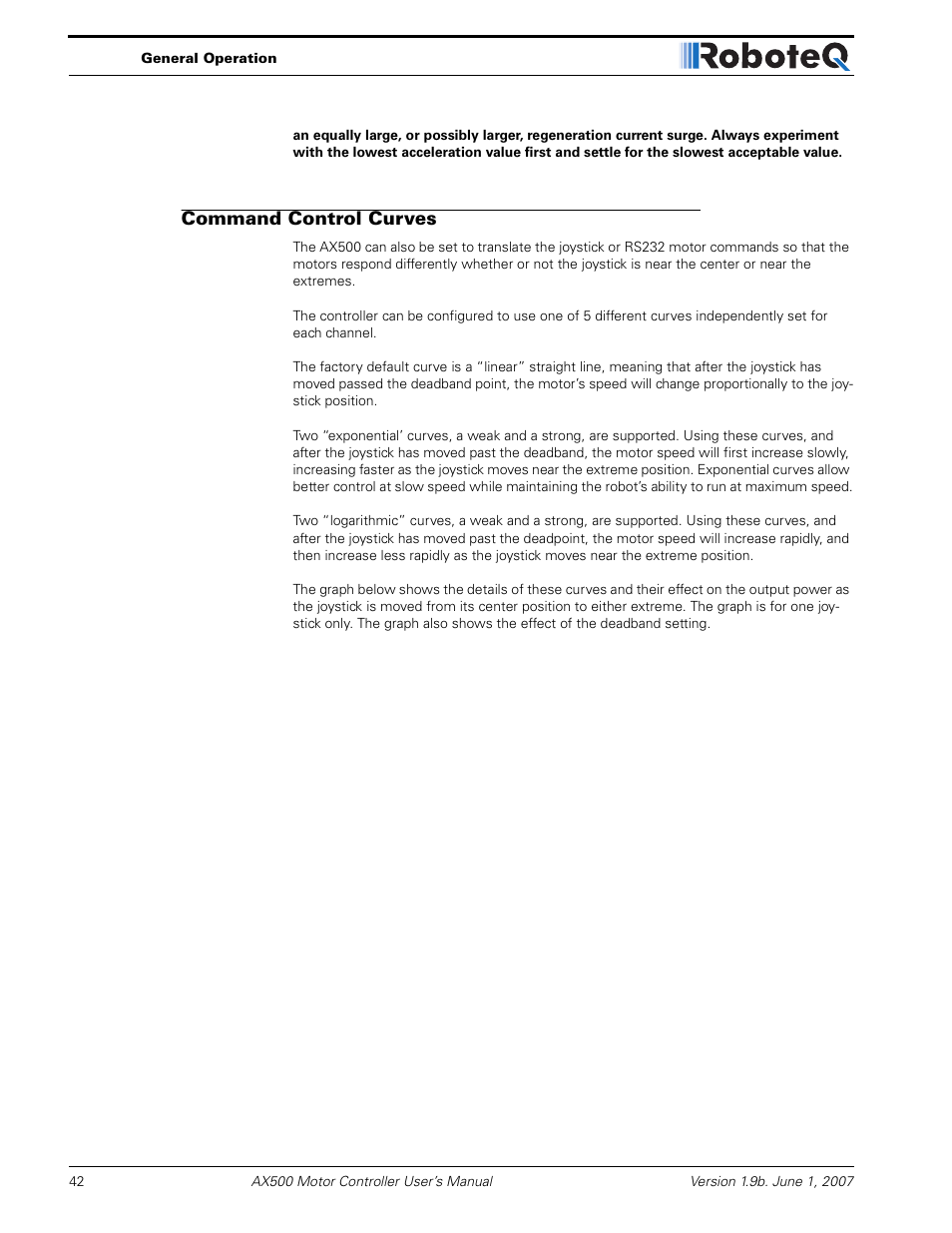 Command control curves | RoboteQ Dual Channel Digital Motor Controller AX500 User Manual | Page 42 / 154