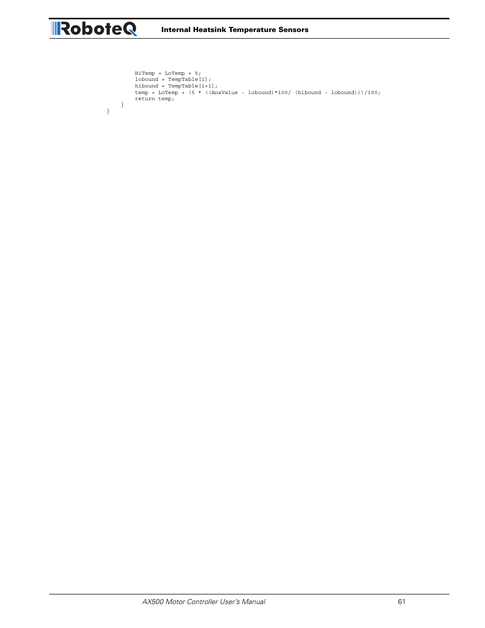 RoboteQ Dual Channel Digital Motor Controller AX500 User Manual | Page 61 / 154