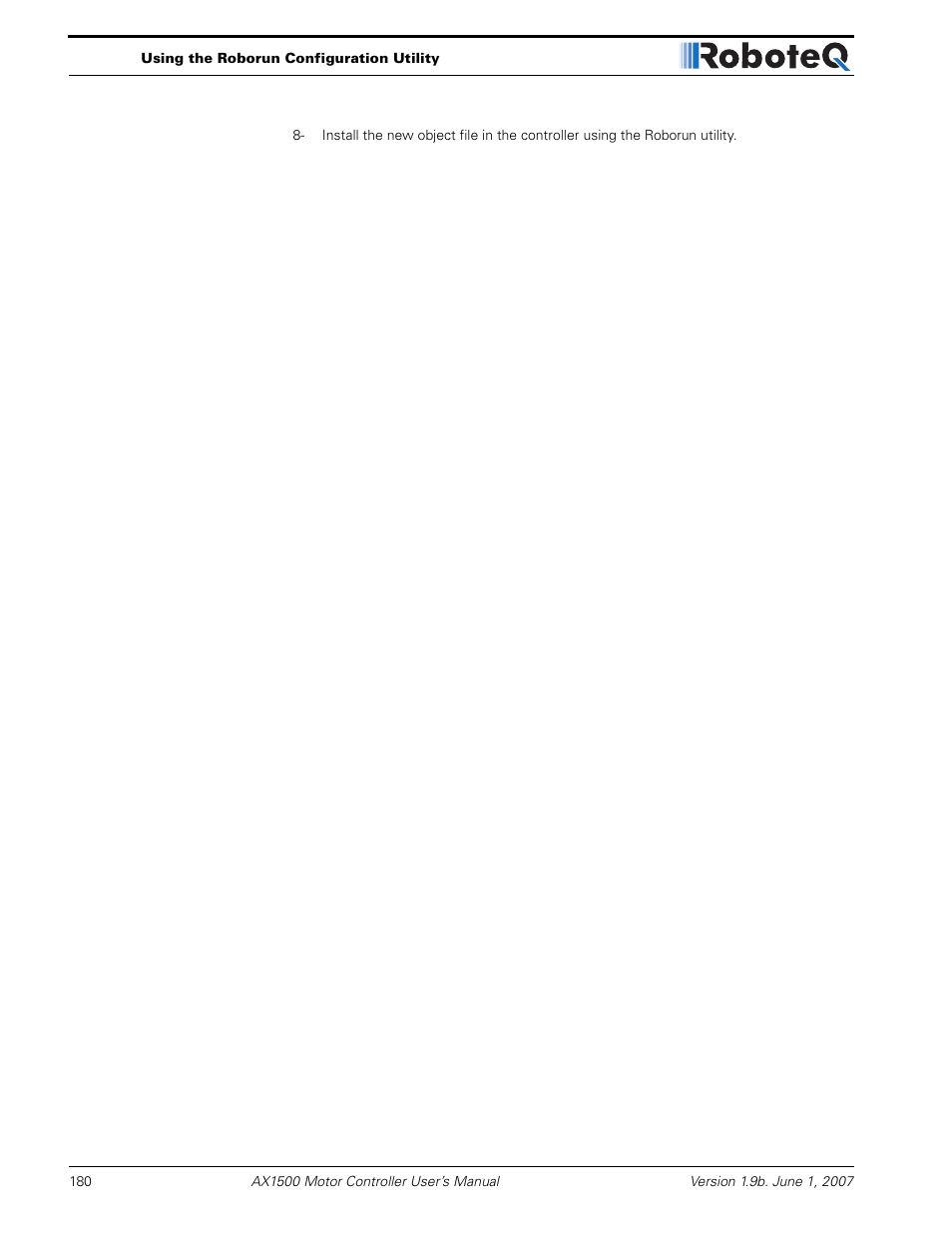 RoboteQ Dual Channel Digital Motor Controller AX2550 User Manual | Page 180 / 186