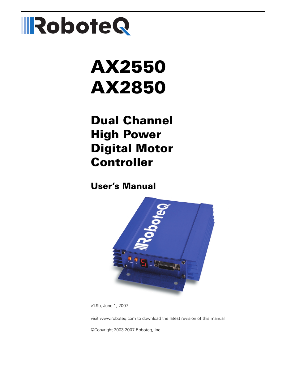 RoboteQ AX2850 User Manual | 200 pages