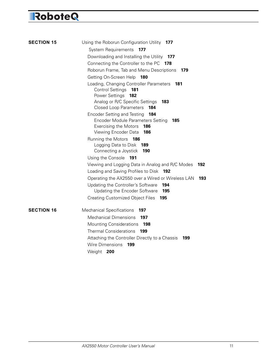 RoboteQ AX2850 User Manual | Page 11 / 200