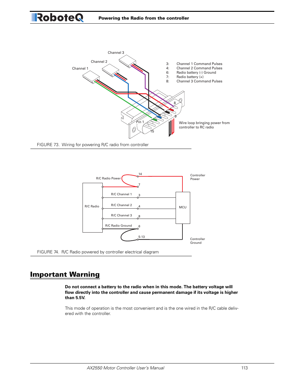 Important warning | RoboteQ AX2850 User Manual | Page 113 / 200