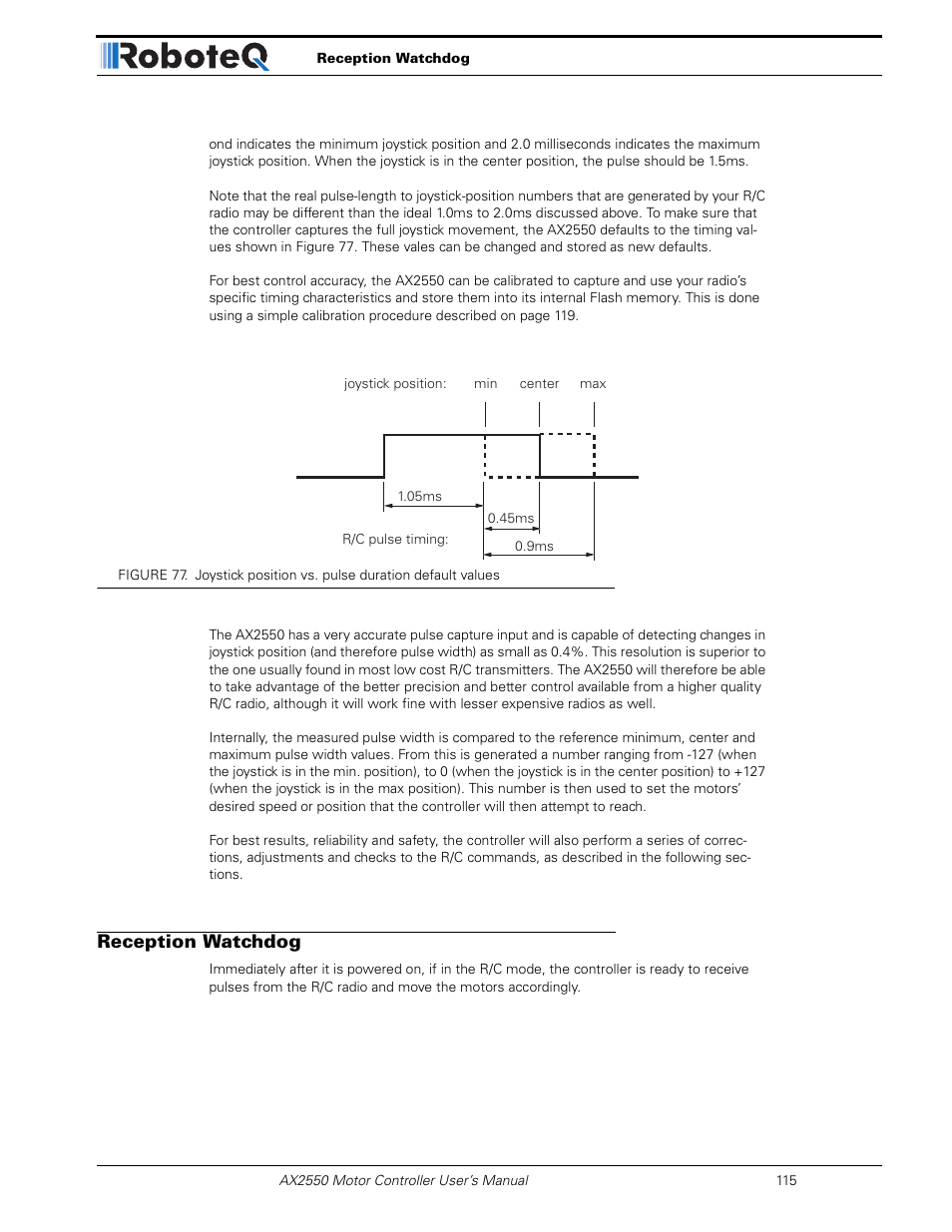 Reception watchdog | RoboteQ AX2850 User Manual | Page 115 / 200