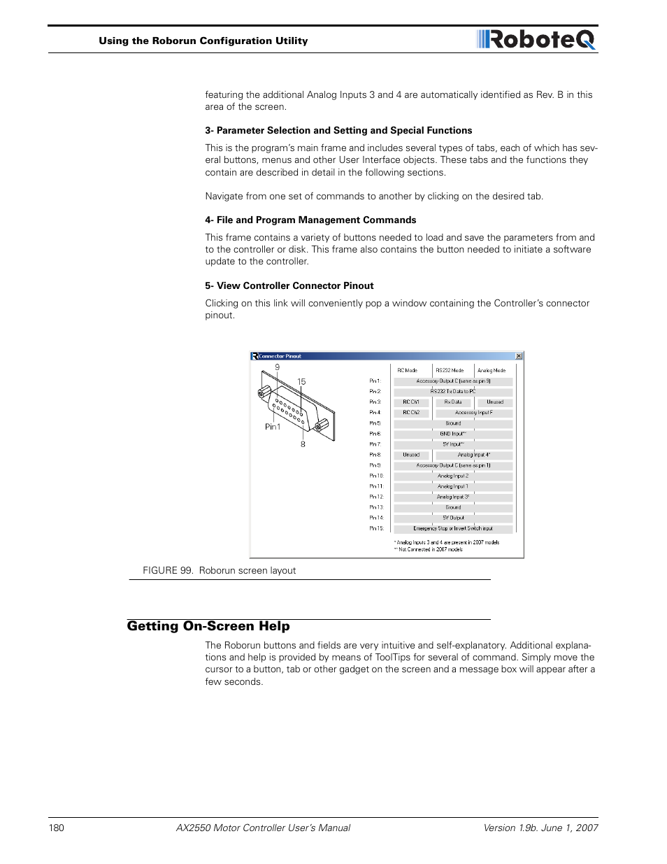 Getting on-screen help | RoboteQ AX2850 User Manual | Page 180 / 200