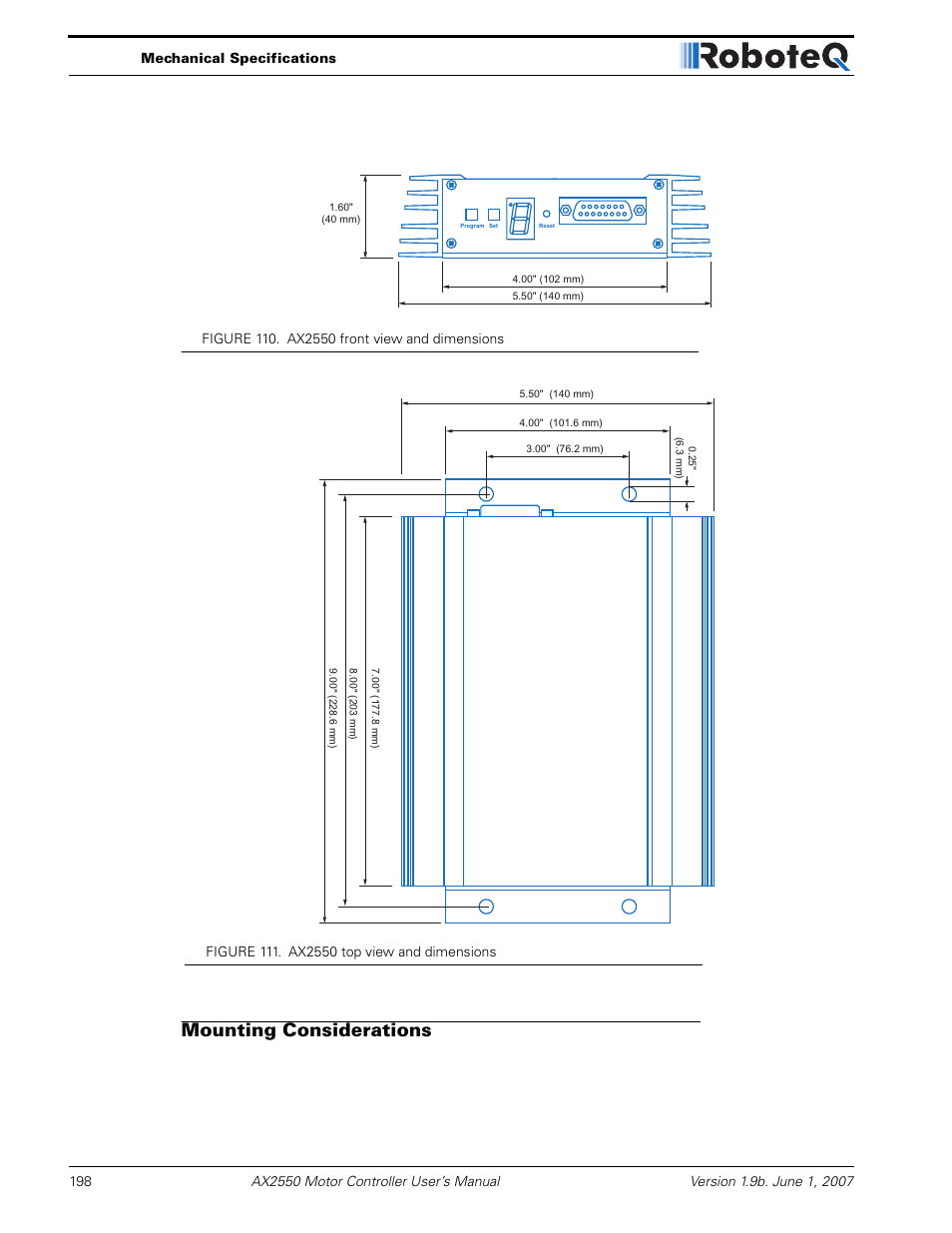 Mounting considerations | RoboteQ AX2850 User Manual | Page 198 / 200