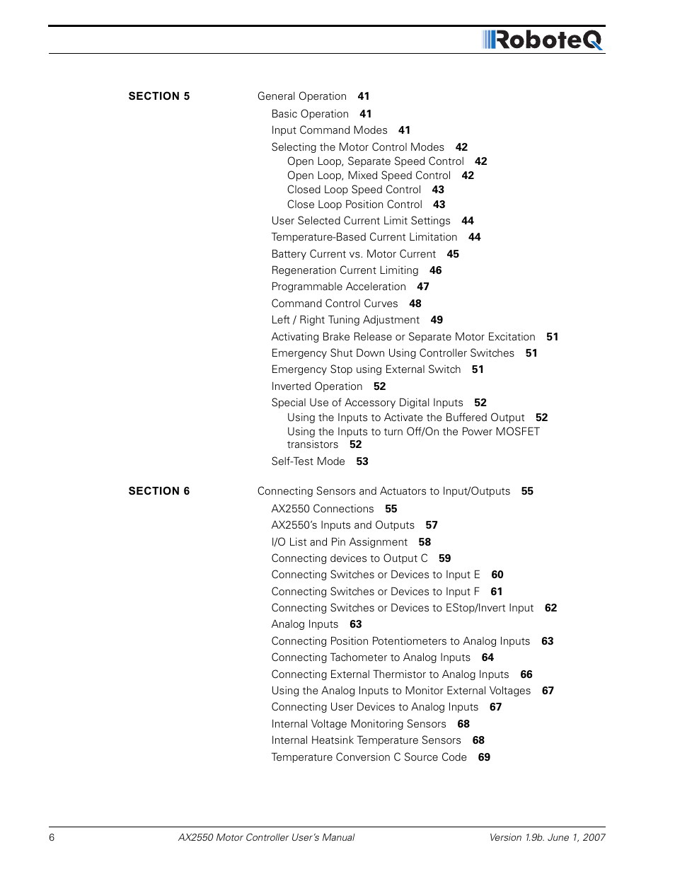 RoboteQ AX2850 User Manual | Page 6 / 200
