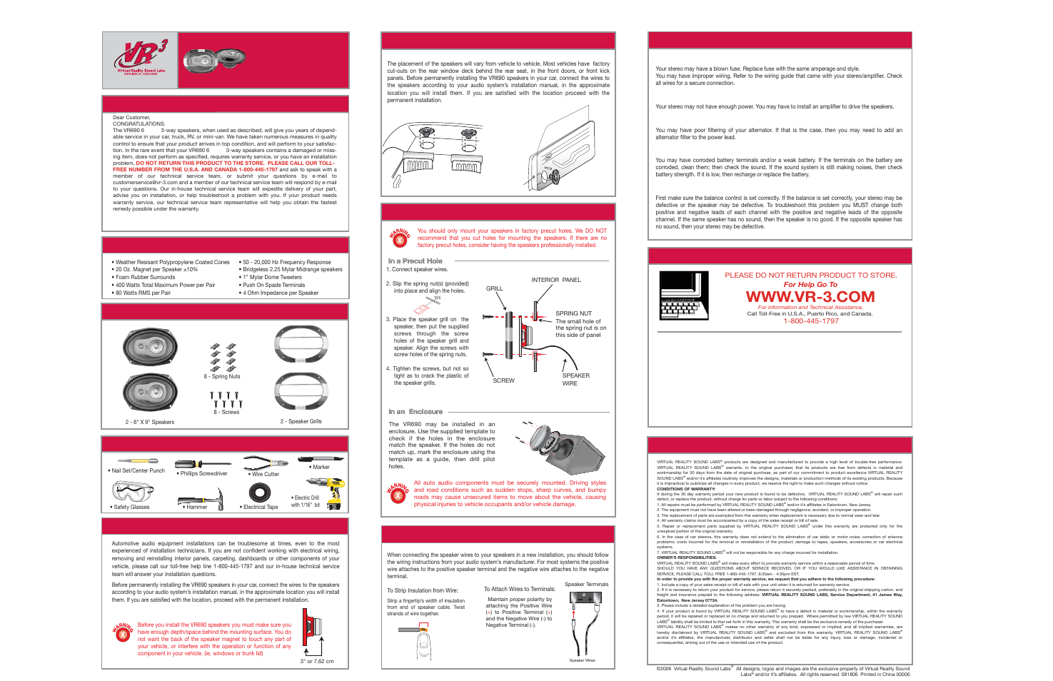 Roadmaster 6x 93-way Speakers VR690 User Manual | 1 page