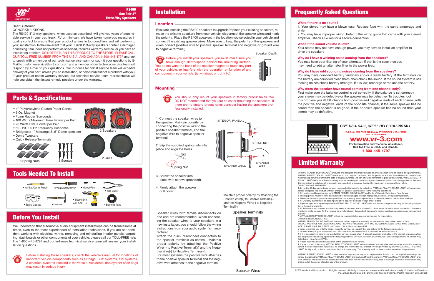 Roadmaster RS 400 User Manual | 1 page