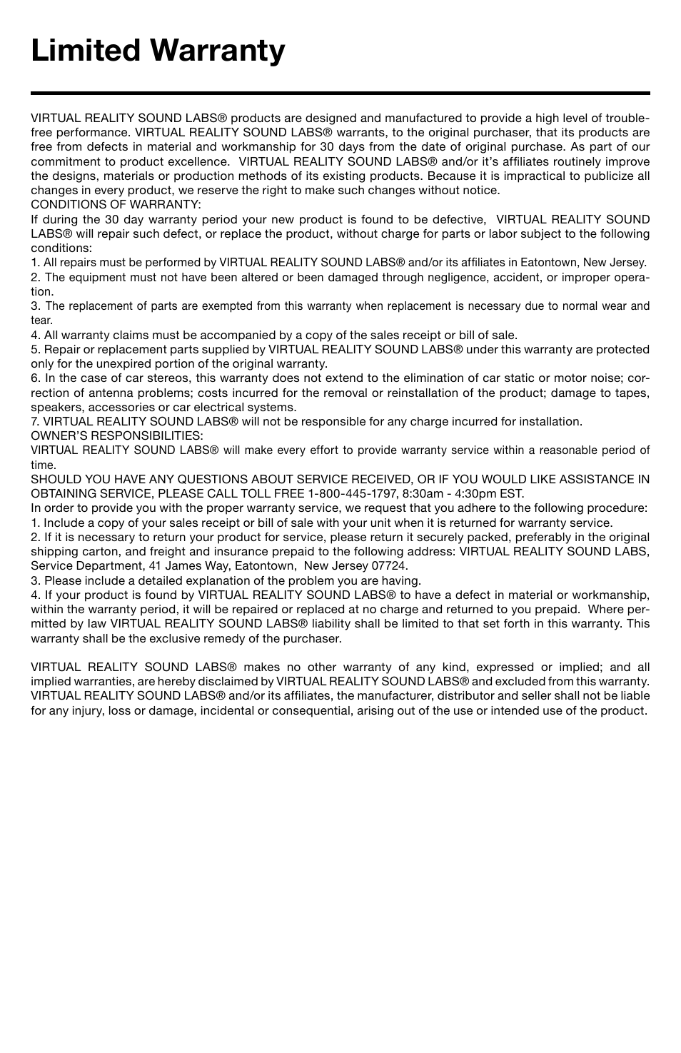 Limited warranty | Roadmaster RMCD100M User Manual | Page 14 / 16