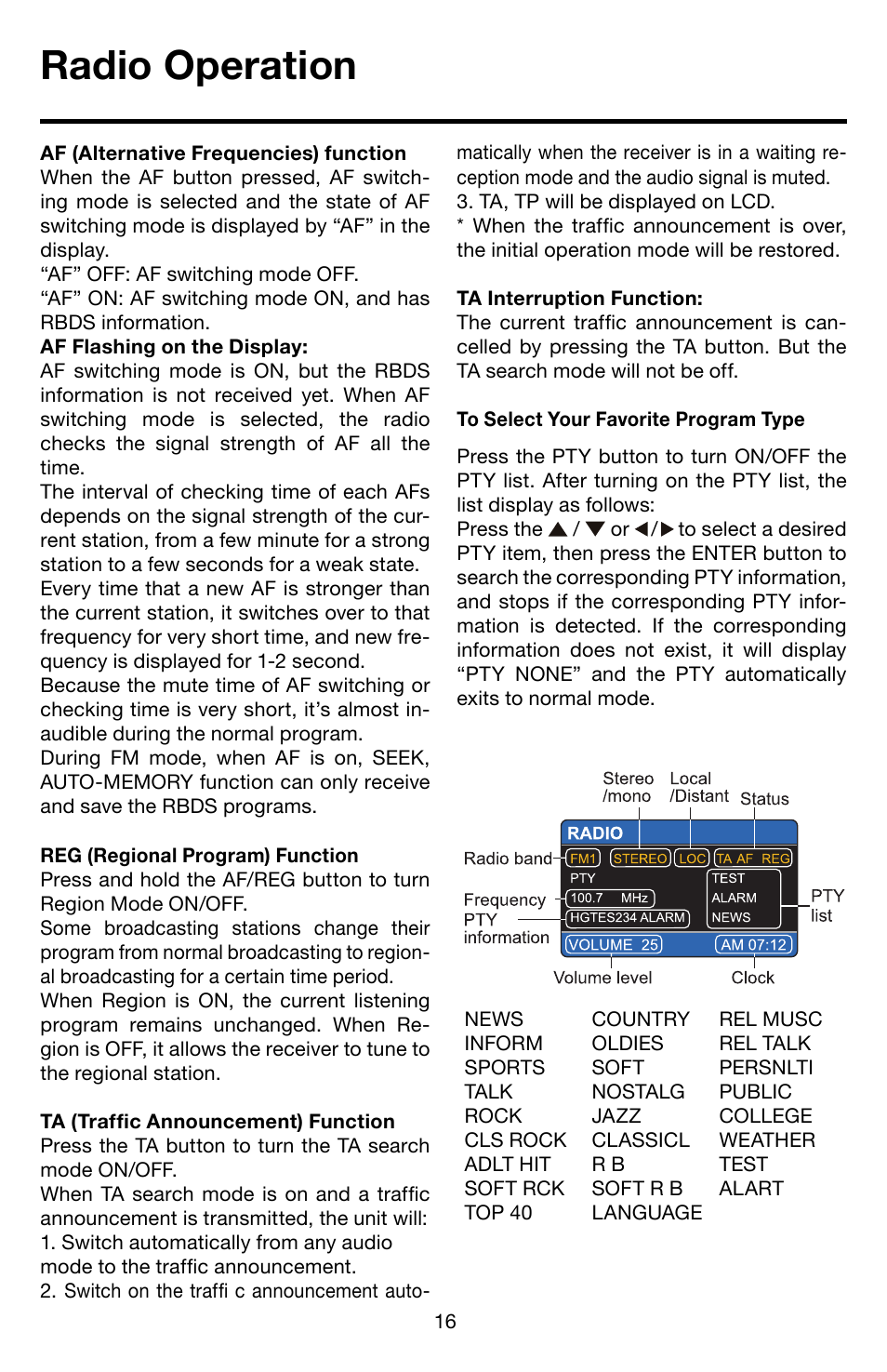Radio operation | Roadmaster Multi-Media Headunit VRVD630 User Manual | Page 15 / 30