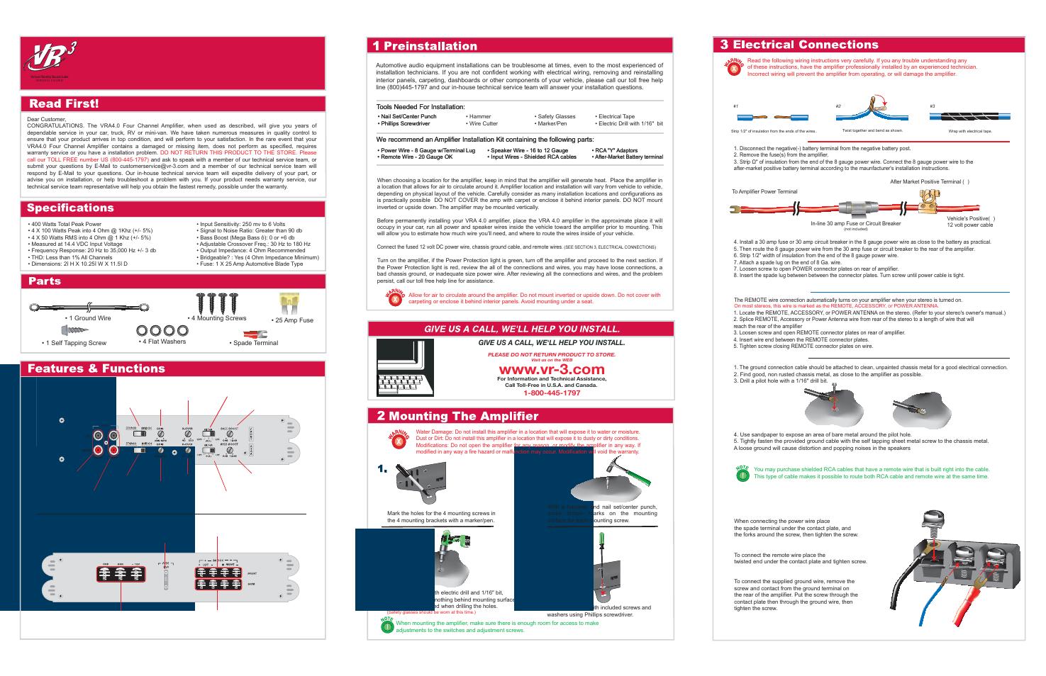 Roadmaster Four Channel Amplifier VRA4.0 User Manual | 2 pages