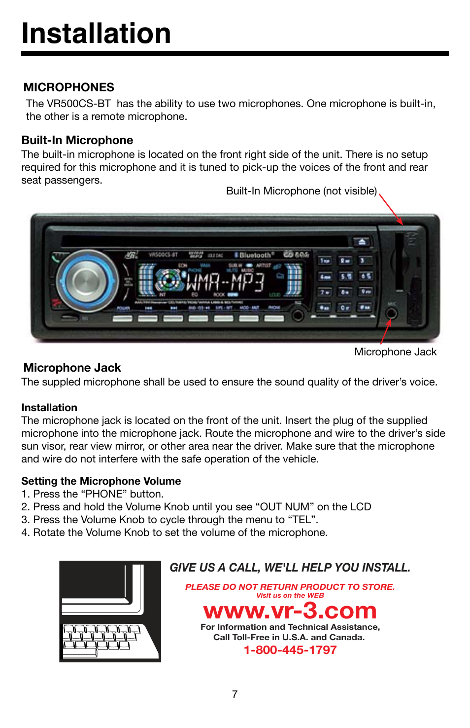 Installation | Roadmaster VR3 VR500CS-BT User Manual | Page 8 / 22