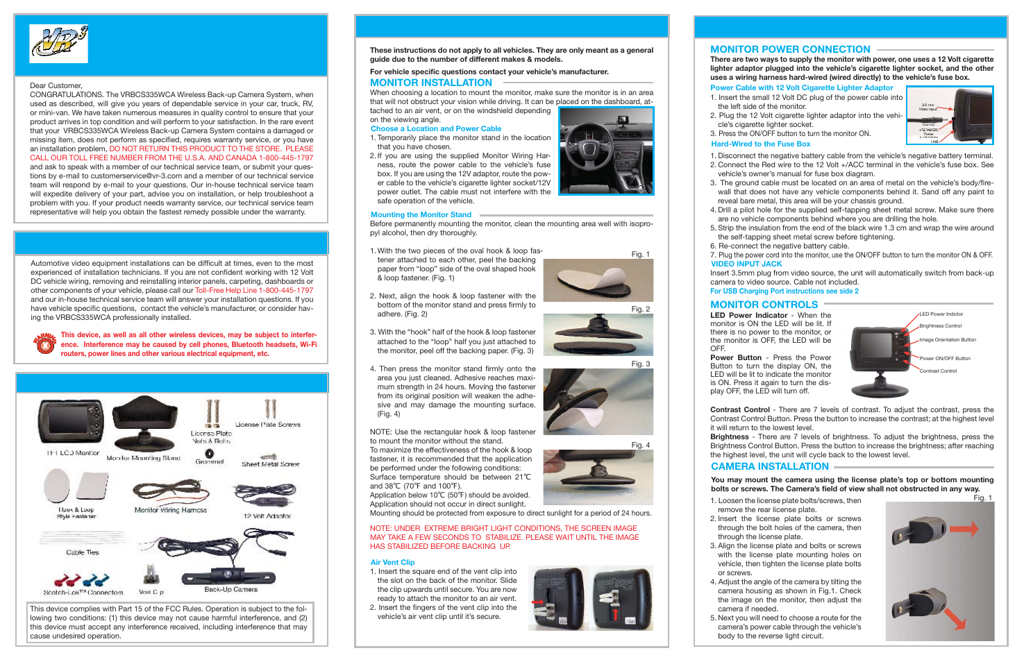 Roadmaster Wireless Back-up Camera System VRBCS335WCA User Manual | 2 pages